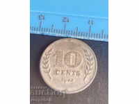 10 cenți 1942 Olanda/ Țările de Jos/
