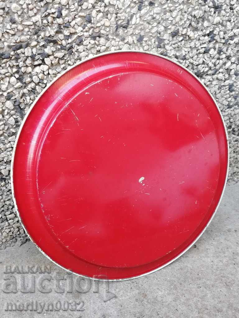 Delivery of Old metallic painted platter tray, plateau Delivery of Old metallic painted platter tray, plateau