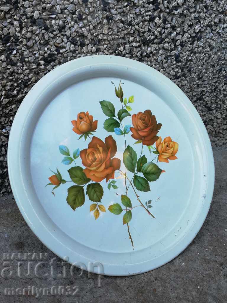 Old metallic painted platter tray, plateau - 6 Old metallic painted platter tray, plateau - 6