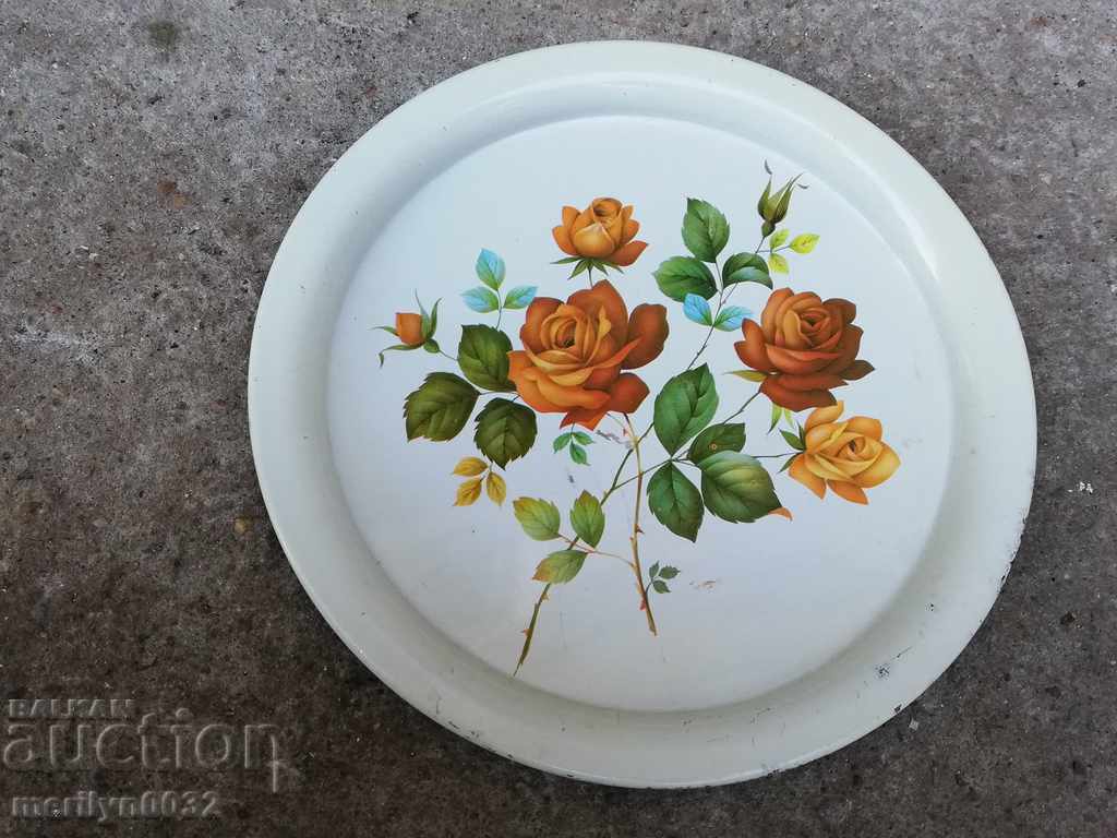 Old metallic painted platter tray, plateau - 7 Old metallic painted platter tray, plateau - 7