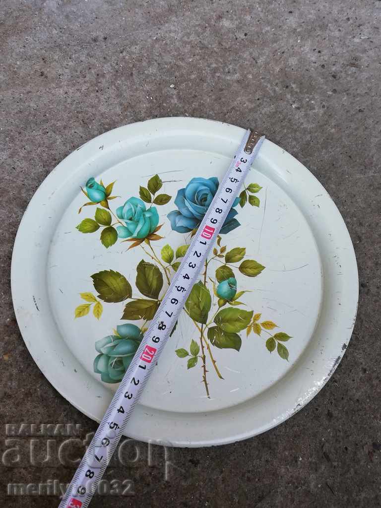 Old metallic painted platter tray, plateau - 5 Old metallic painted platter tray, plateau - 5