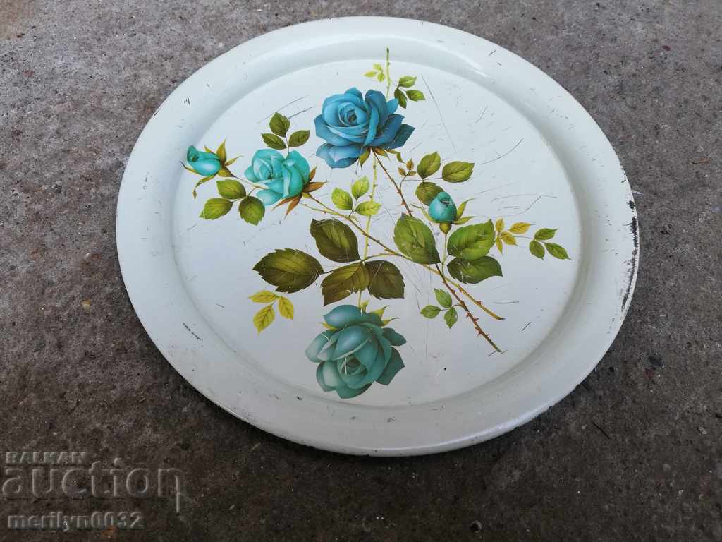 Old metallic painted platter tray, plateau - 6 Old metallic painted platter tray, plateau - 6