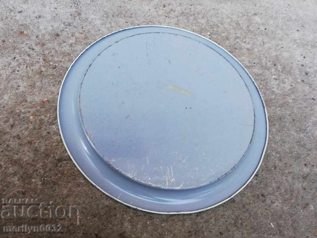 Old metallic painted platter tray, plateau - 7 Old metallic painted platter tray, plateau - 7