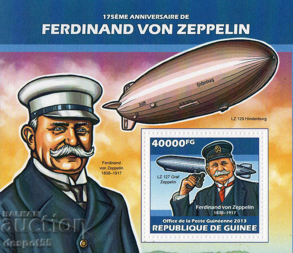 2013. Guineea. Ferdinand von Zeppelin. Block.