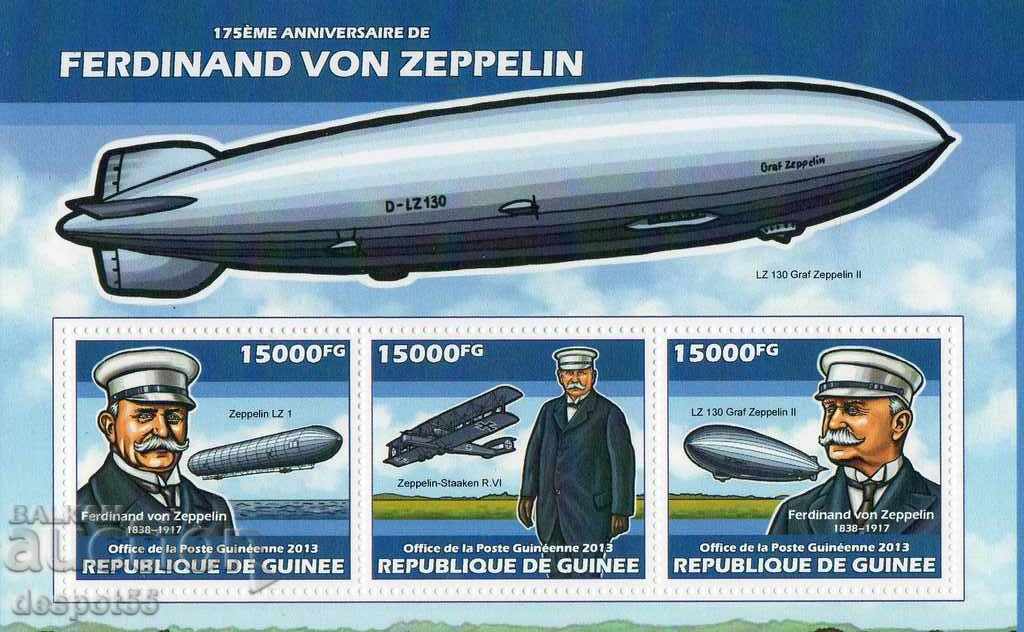 2013. Guinea. Ferdinand von Zeppelin. Block.
