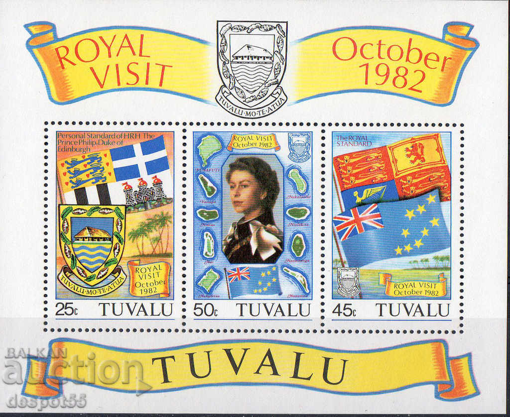 1982. Tuvalu. Vizita reginei Elisabeta a II-a și a domnitorului Philippe.