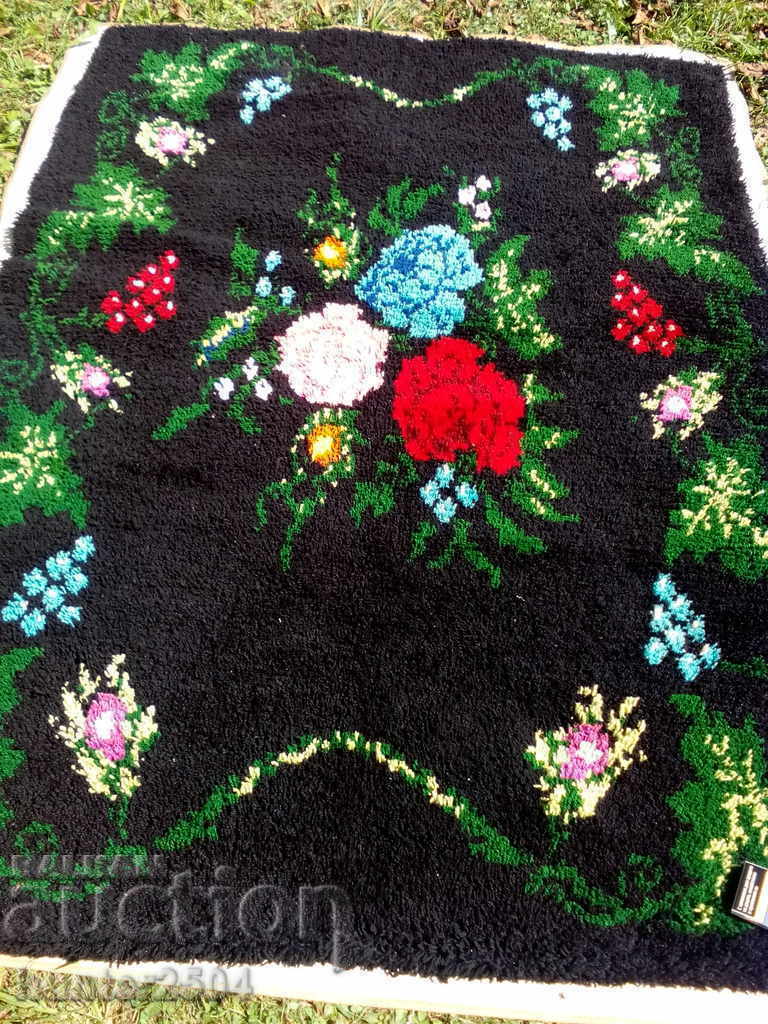 HAND woven quilt "Carnations on a black background" 200x145 cm with price 89.95 BGN | € 45.99