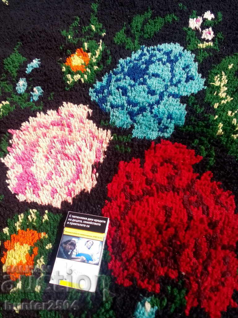 Auction  HAND woven quilt "Carnations on a black background" 200x145 cm