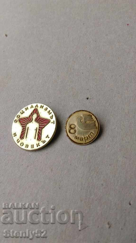 Badges "Socialism and Man" and "8th March