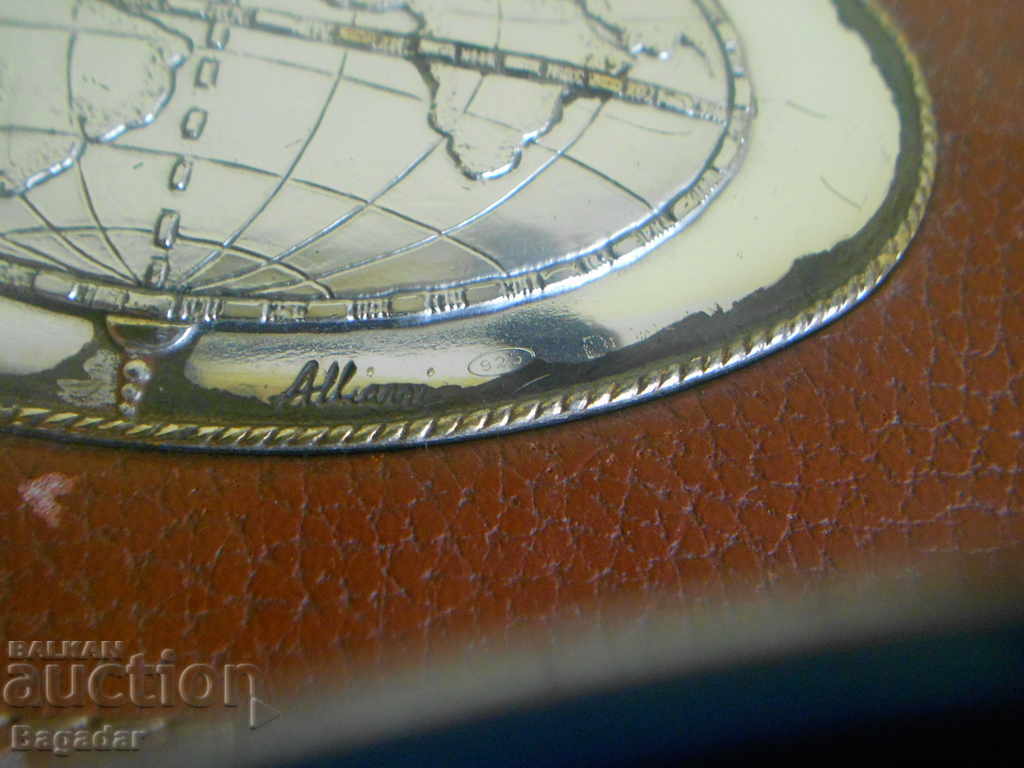 Old leather and silver box Alliani 925 - 7 Old leather and silver box Alliani 925 - 7