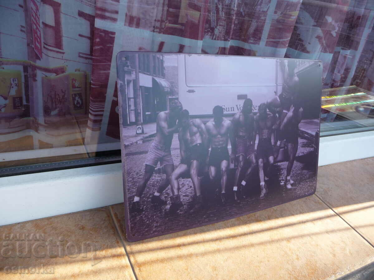 Auction  Metal sign various tough guys push bus fitness biceps