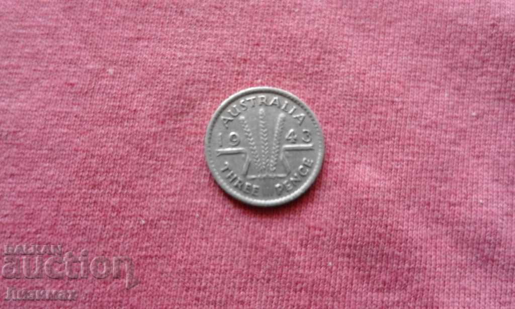 3 pence 1943 - Australia - George VI - Argint 3 pence 1943 - Australia - George VI - Argint