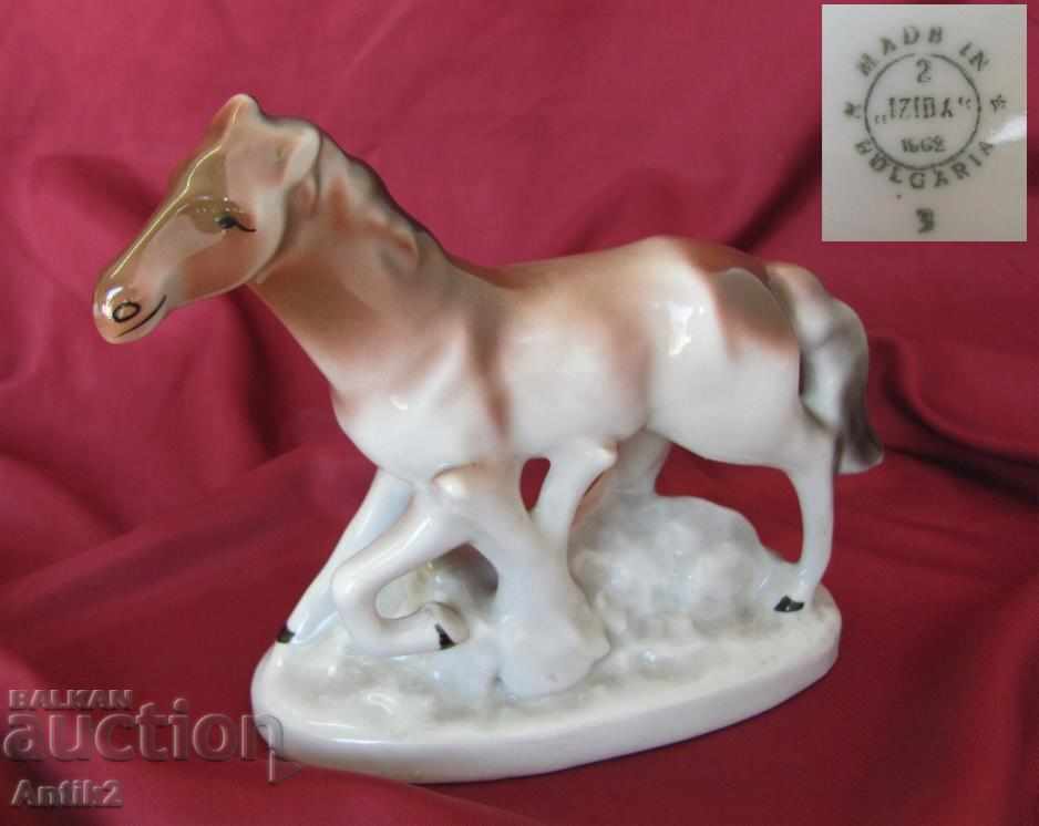 The 60s Old Porcelain Figure Horse Marked IZIDA