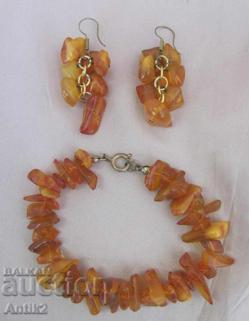 Delivery of Old Uncut Amber Set Bracelet and Earrings Delivery of Old Uncut Amber Set Bracelet and Earrings