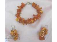 Old Uncut Amber Set Bracelet and Earrings