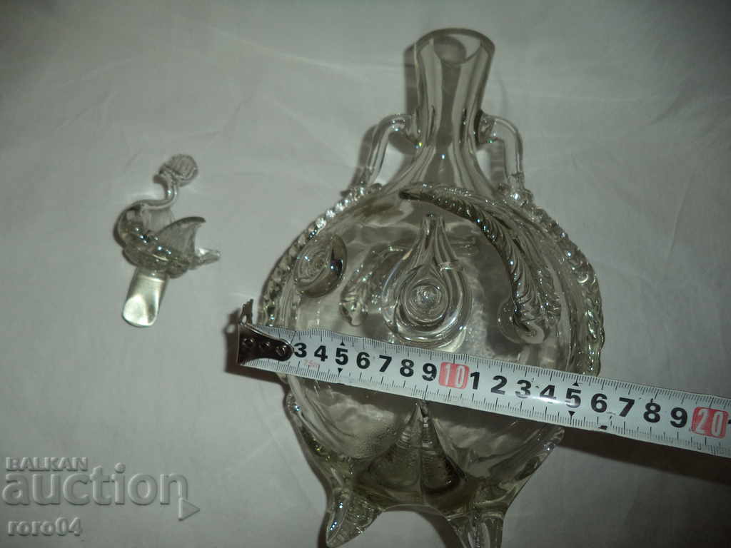 КРАСИВА СТАРА СЛИВЕНСКА СТЪКЛЕНА БЪКЛИЦА РЪЧНА ИЗРАБОТКА - 5