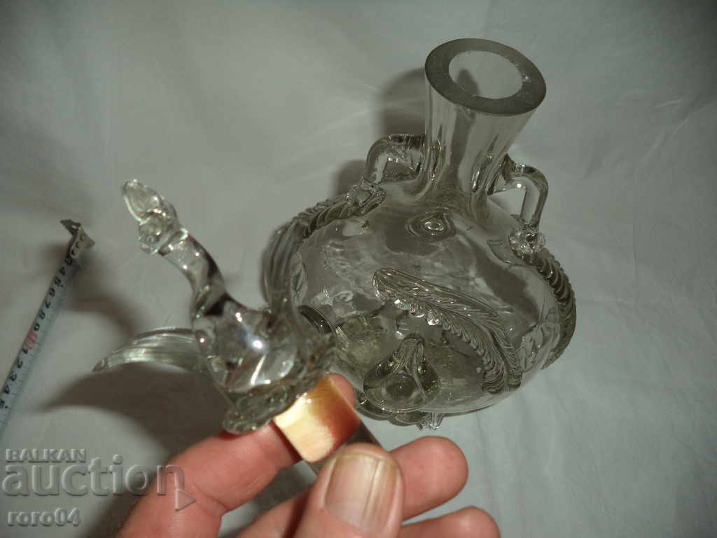КРАСИВА СТАРА СЛИВЕНСКА СТЪКЛЕНА БЪКЛИЦА РЪЧНА ИЗРАБОТКА - 7