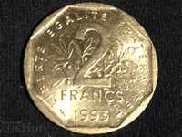 2 franci Franța 1993 monedă jubiliară