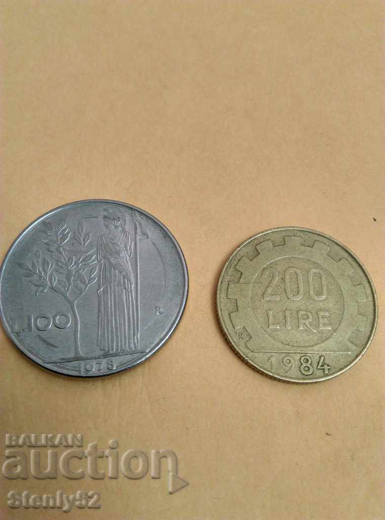 Monede Italia 100 și 200 lire