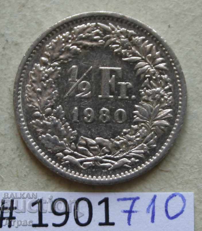 1/2 franc 1980 Elveția