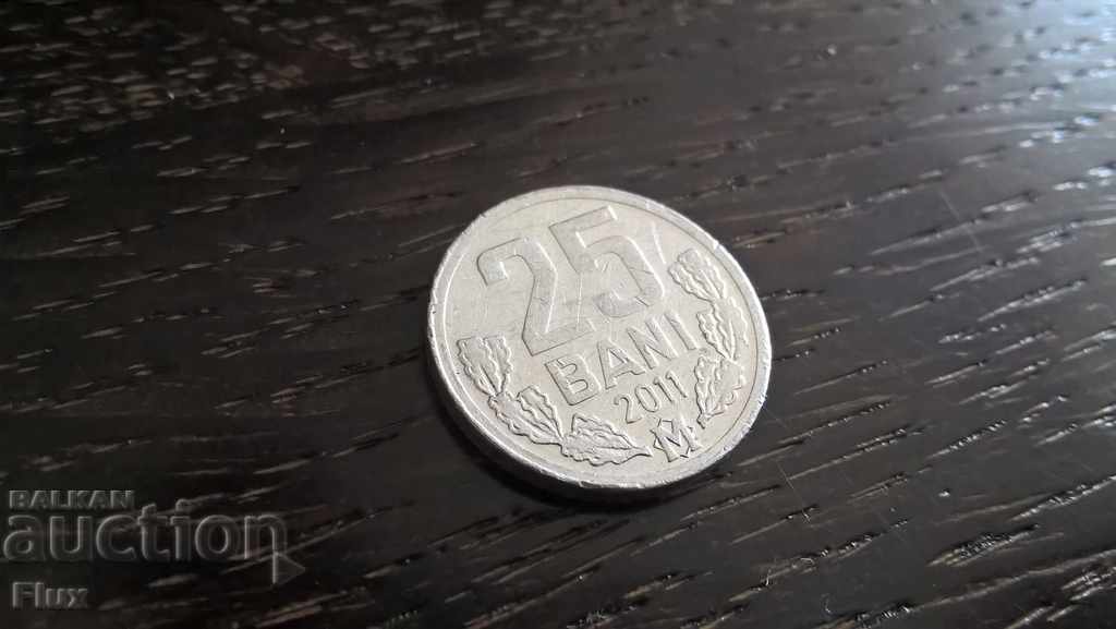 Монета - Молдова - 25 бани | 2011г.