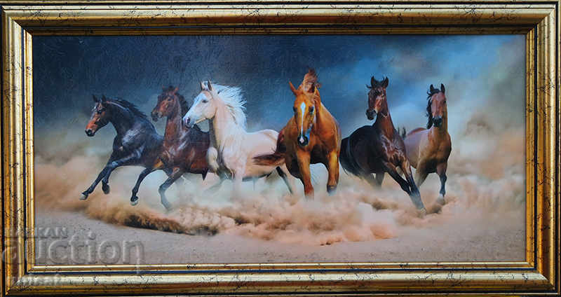 "Ακαταμάχητα", άλογα, εικόνα με κορνίζα