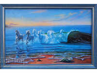 Horses of the Waves, framed picture