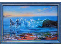 Horses of the Waves, framed picture