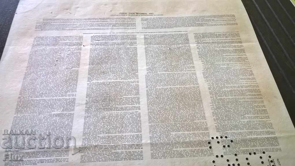 Share certificate Food Fair Stores, INC. | 1958 - 5