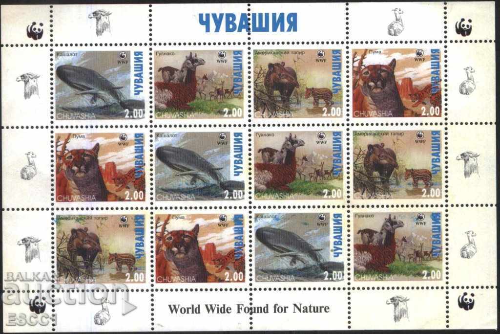 Чисти марки в малък лист Фауна WWF 1998  от Чувашия Русия