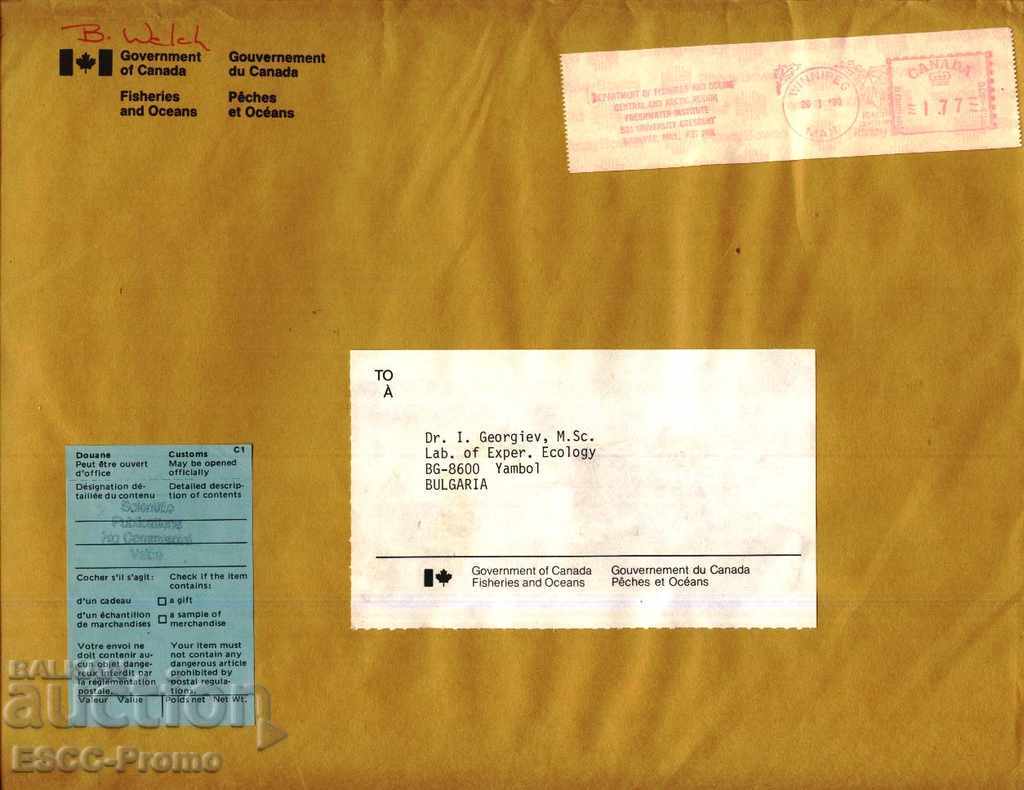 Ταξιδιωμένος φάκελος 1989 από τον Καναδά