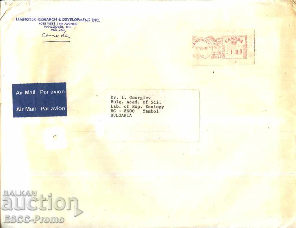 Traveled envelope 1989 from Canada