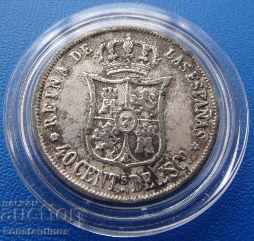 Spania 40 Sentimo 1868 Silver UNC Rare cu preț € 23.01 | 45.00 BGN