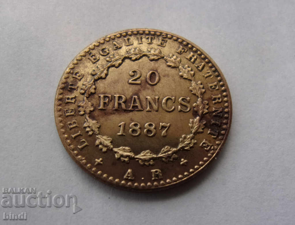 Franța 20 Franca 1887 Retipărire oficială Rare cu preț € 13.29 | 25.99 BGN Franța 20 Franca 1887 Retipărire oficială Rare cu preț € 13.29 | 25.99 BGN