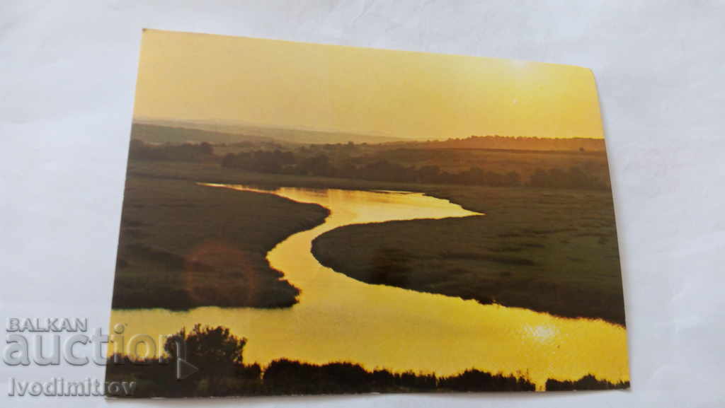 Пощенска картичка Китен Река Караагач - залез слънце 1977