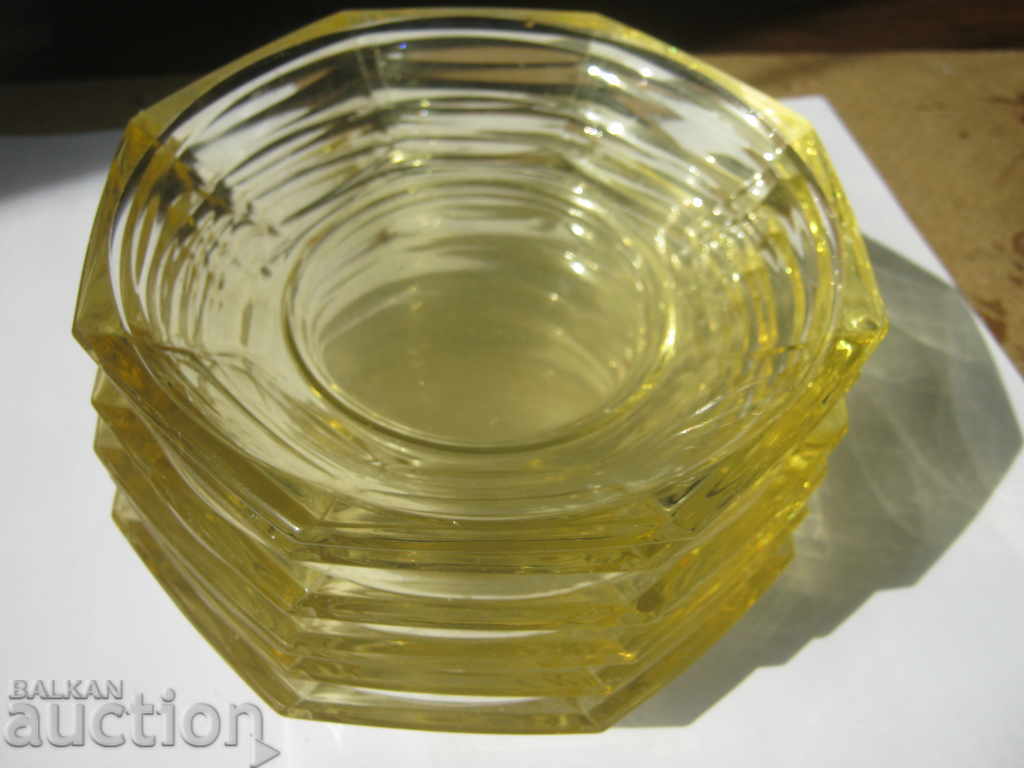 Socialism. Yellow glass. Saucers. Lot №1 - 7