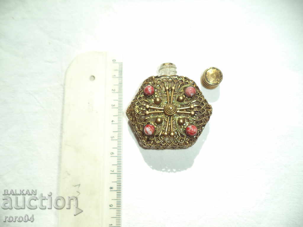 BEAUTIFUL OLIVE PARFUM SHAFT - GLAZED GLASS + STONES - 5 BEAUTIFUL OLIVE PARFUM SHAFT - GLAZED GLASS + STONES - 5