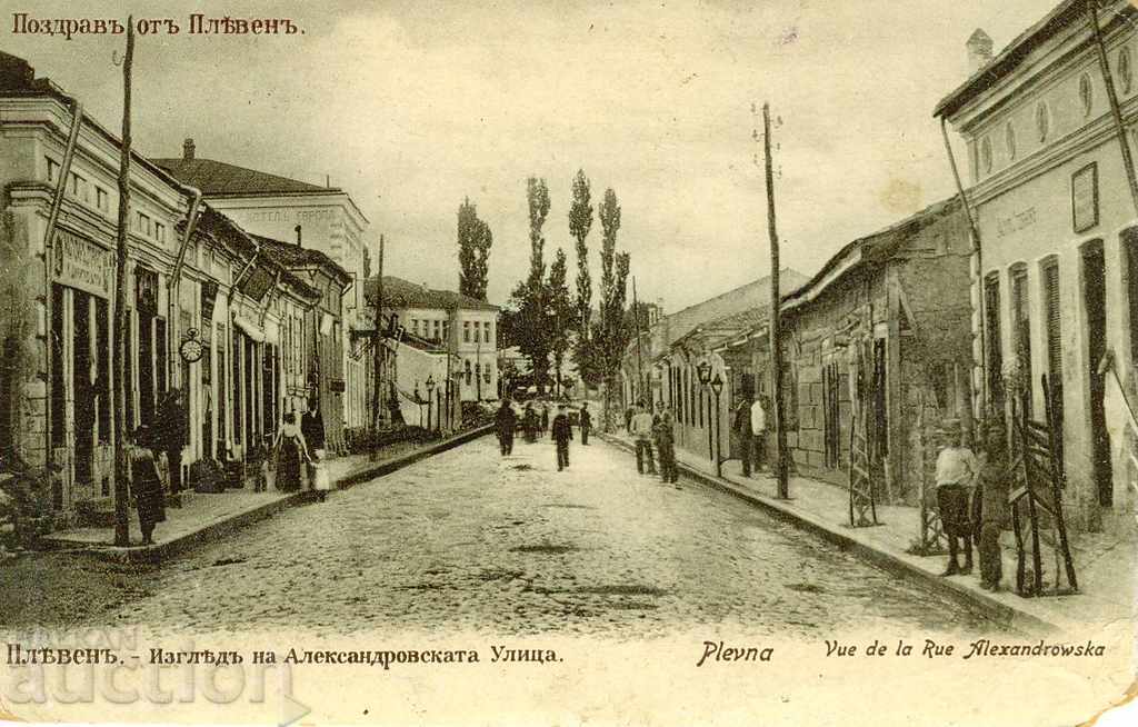Поздрав от Плевен 1913 изглед на Александровската улица