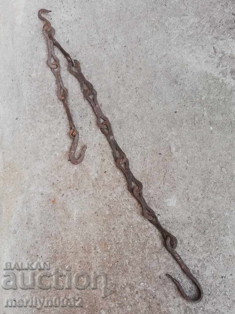Old wrought iron chain with hook, hearth chain hook chain with price 43.00 BGN | € 21.99 Old wrought iron chain with hook, hearth chain hook chain with price 43.00 BGN | € 21.99