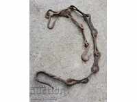 Old wrought iron chain with hook, hearth chain hook chain