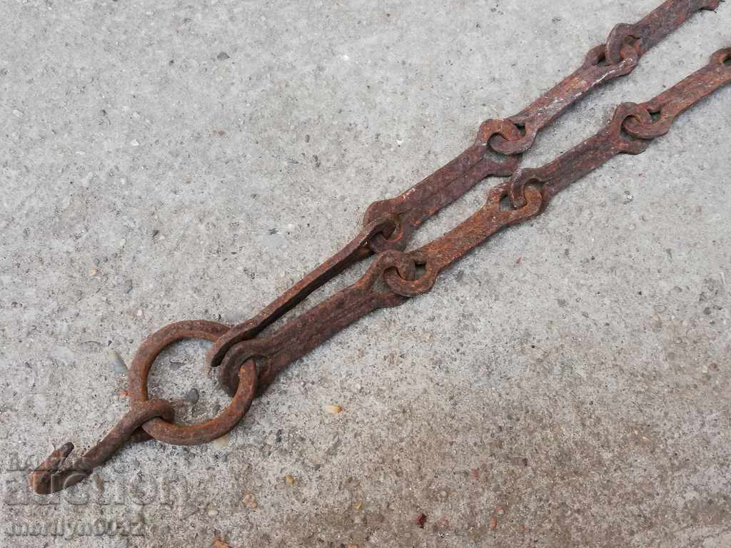 Delivery of Old forged chain with hook, hearth for hearth chain hook Delivery of Old forged chain with hook, hearth for hearth chain hook