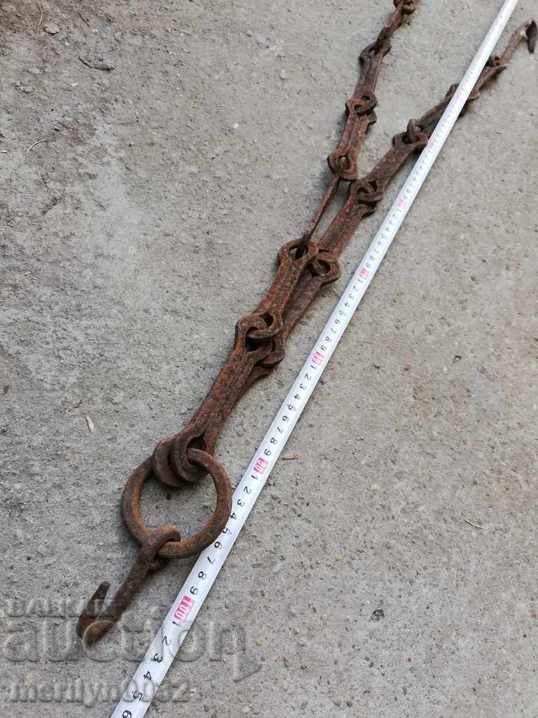 Old forged chain with hook, hearth for hearth chain hook - 5 Old forged chain with hook, hearth for hearth chain hook - 5
