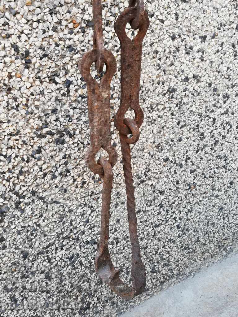 Old forged chain with hook, hearth for hearth chain hook - 6 Old forged chain with hook, hearth for hearth chain hook - 6
