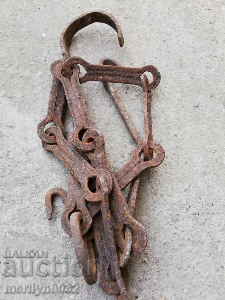 Old forged chain with hook, hearth for hearth chain hook - 7 Old forged chain with hook, hearth for hearth chain hook - 7