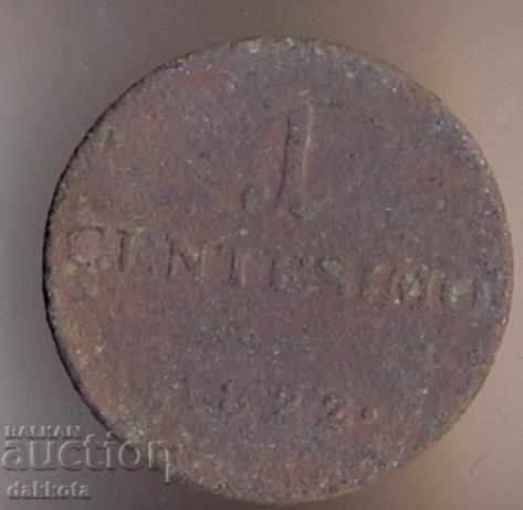 Италия Ломбардска Венеция 1 чентезимо 1822 година, Милано с цена 5.00 лв. | € 2.56