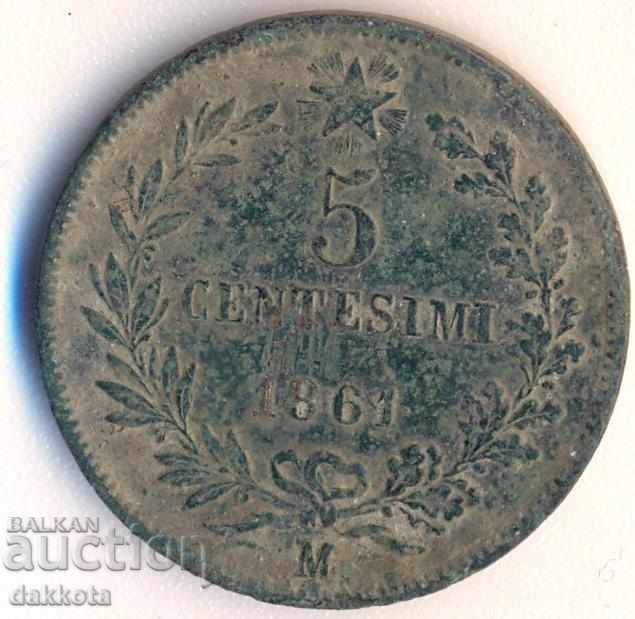 Италия 5 чентезими 1861 М