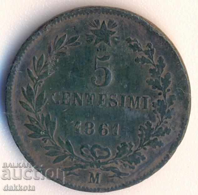 Италия 5 чентезими 1861 М с цена 4.60 лв. | € 2.35
