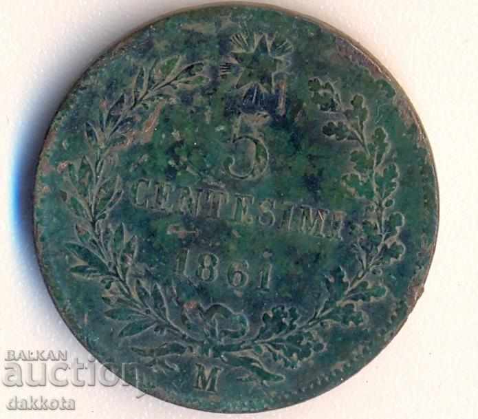 Италия 5 чентезими 1861 М с цена 4.60 лв. | € 2.35