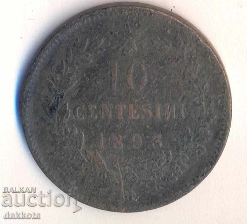 Италия 10 чентезими 1893 R, по-рядка с цена 5.00 лв. | € 2.56 Италия 10 чентезими 1893 R, по-рядка с цена 5.00 лв. | € 2.56
