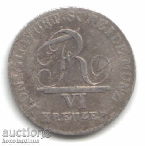 Württemberg Γερμανία 6 Kreuzer 1806 Σπάνιο ασήμι